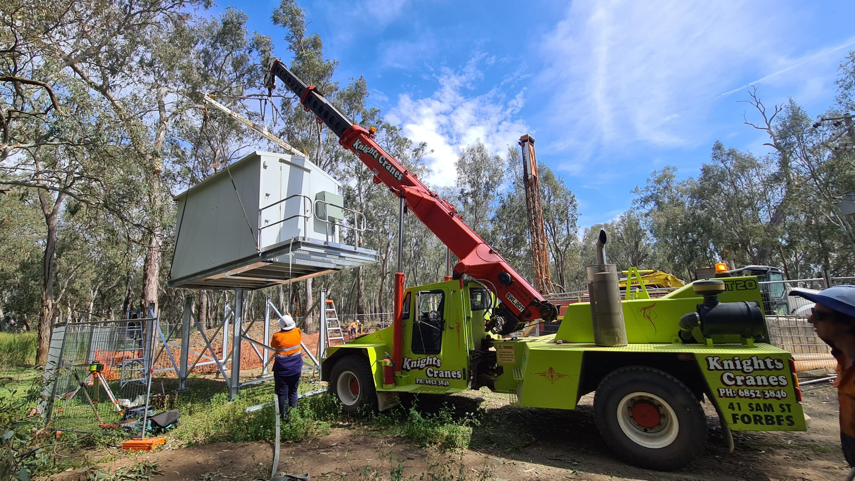 Modular Control Room being installed onto footings